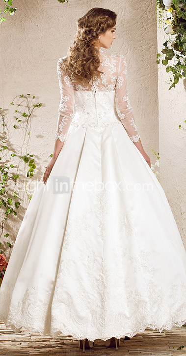 una línea de tren cariño capilla de encaje satinado vestido de novia inspirado en Kate Middleton
