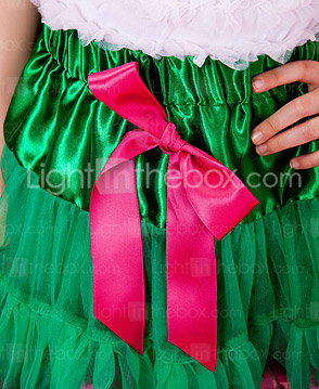 jupe fille verte avec un arc et une doublure