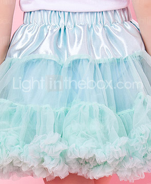 Blue Trimming Bowknot Chiffon Girl Skirt With Lining