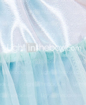 Blue Trimming Bowknot Chiffon Girl Skirt With Lining