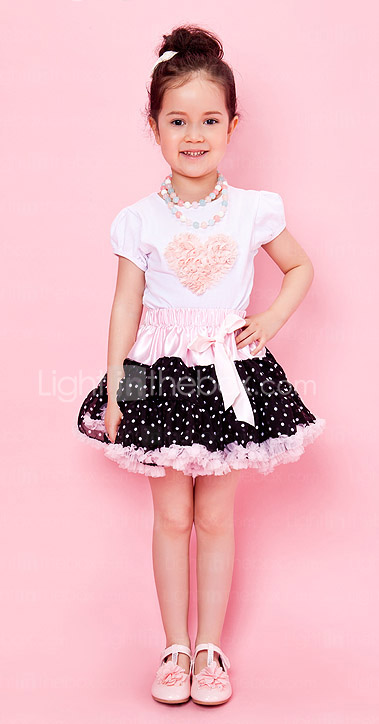 roze trimmen chiffon meisje rok met voering