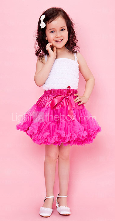 fuchsia trimning bowknot chiffon pige nederdel med foring