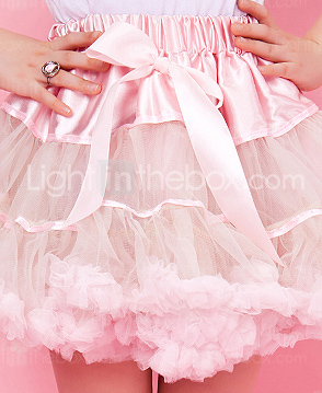 Pink Trimming Bowknot Chiffon Girl Skirt