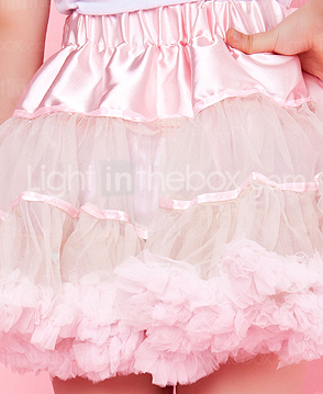 Pink Trimming Bowknot Chiffon Girl Skirt