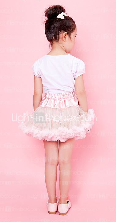 Pink Trimming Bowknot Chiffon Girl Skirt