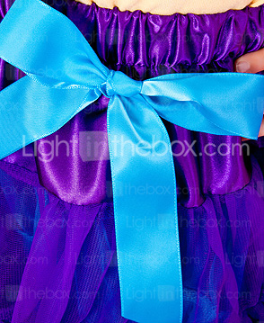Purple Trimming Bowknot Chiffon Tutu Girl Skirt With Lining