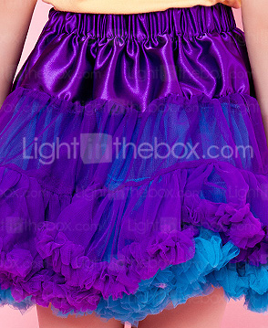 Purple Trimming Bowknot Chiffon Tutu Girl Skirt With Lining