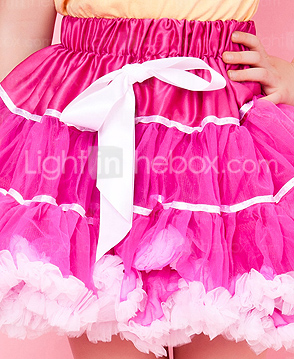 fucsia, falda de corte de cinta de gasa con forro de niña