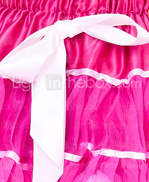 fucsia, falda de corte de cinta de gasa con forro de niña