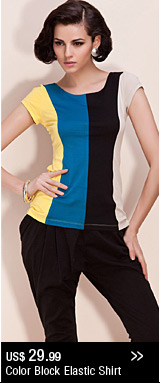 Color Block Elastic Shirt