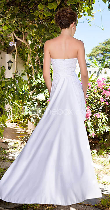 Sheath/Column Strapless Sweetheart Short/Mini Satin Lace Wedding Dress