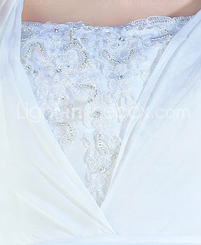 Sheath/Column Straps Sweep / Brush Train Chiffon Wedding Dress