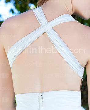 Sheath/Column Straps Sweep / Brush Train Chiffon Wedding Dress