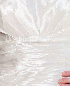 A-line Halter Tea-length Taffeta Wedding Dress