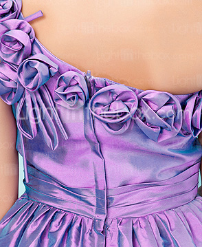 Princess One Shoulder Tea-length Taffeta Junior Bridesmaid Dress