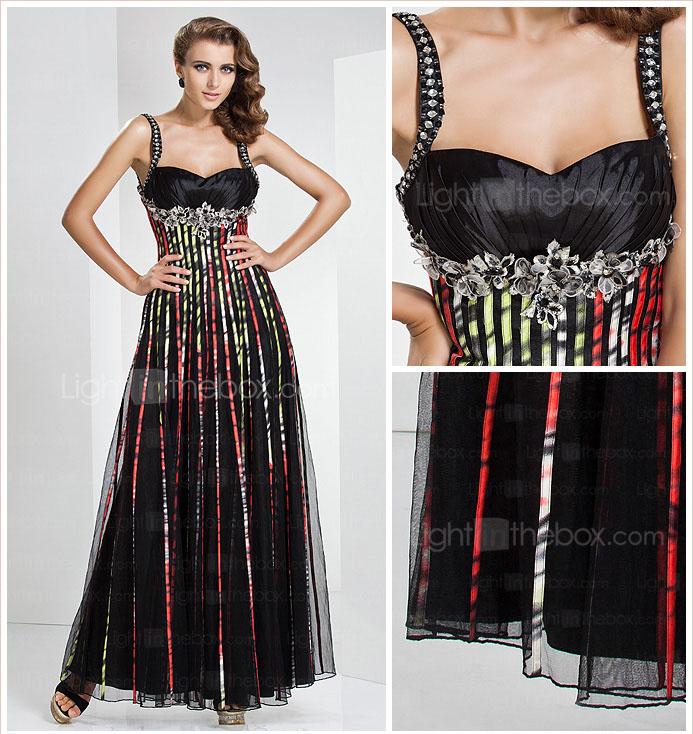Sheath/Column Sweetheart Floor-length Tulle And Stretch Satin Evening Dress