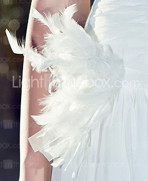 Sheath/Column Straps V-neck Court Train Chiffon Wedding Dress 