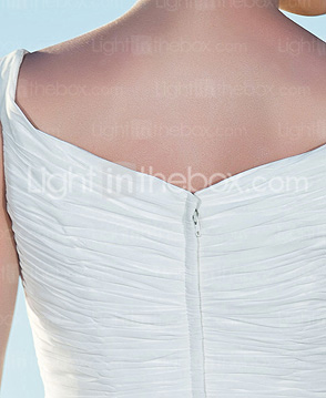 Sheath/Column Straps V-neck Court Train Chiffon Wedding Dress 