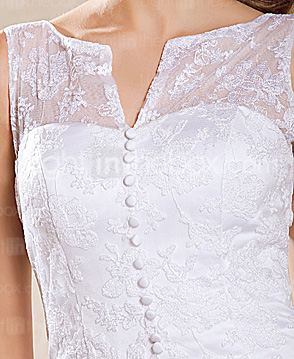 Charming A-line V-neck Chapel Train Lace Weeding Dress 