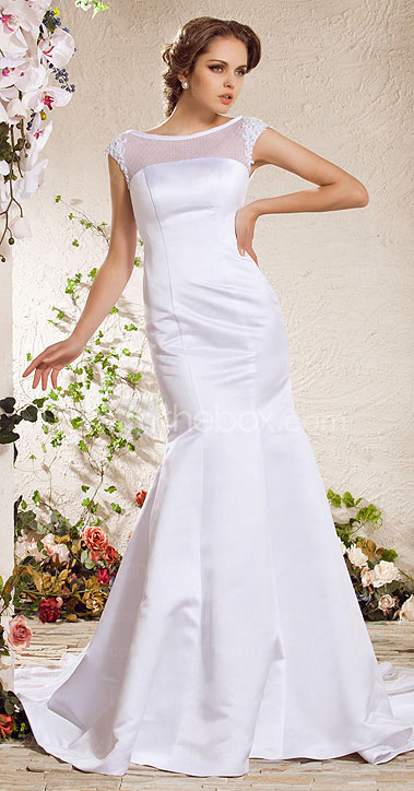 Trumpet/Mermaid Bateau Chapel Train Satin Weeding Dress Trumpet/Mermaid Bateau Chapel Train Satin Weeding Dress