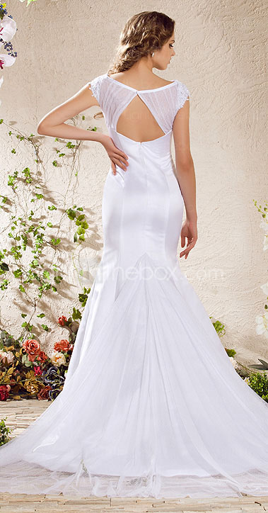 Trumpet/Mermaid Bateau Chapel Train Satin Weeding Dress Trumpet/Mermaid Bateau Chapel Train Satin Weeding Dress