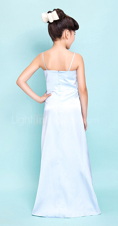 Sheath/Column Spaghetti Straps Floor-length Stretch SatinJunior Bridesmaid Dress