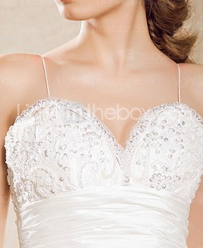 Ballkleid Spaghetti-Trägern Kathedrale Zug Taft Jäten Kleid