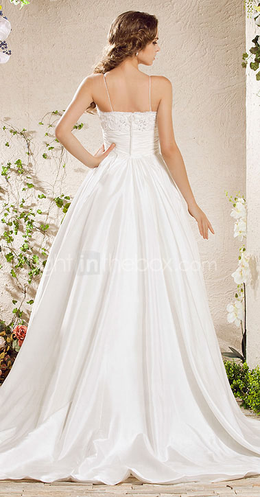Ballkleid Spaghetti-Trägern Kathedrale Zug Taft Jäten Kleid