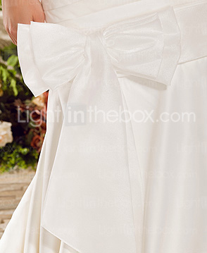 Trompete / Meerjungfrau strapless Kapelle Zug Satin Jäten Kleid