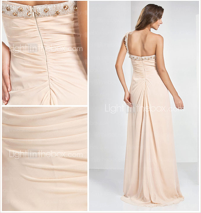 Sheath/ Column One Shoulder Floor-length Chiffon Evening Dress