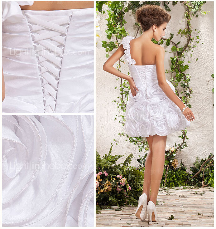 Ball Gown One Shoulder Short/Mini Taffeta Wedding Dress