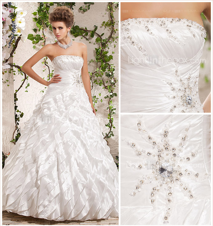 Ball Gown Princess Strapless Floor-length Taffeta Wedding Dress