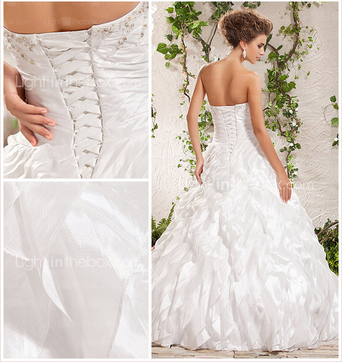Ball Gown Princess Strapless Floor-length Taffeta Wedding Dress