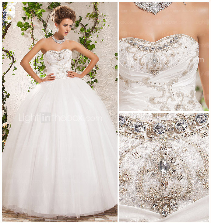Ball Gown Sweetheart Strapless Floor-length Tulle Wedding Dress