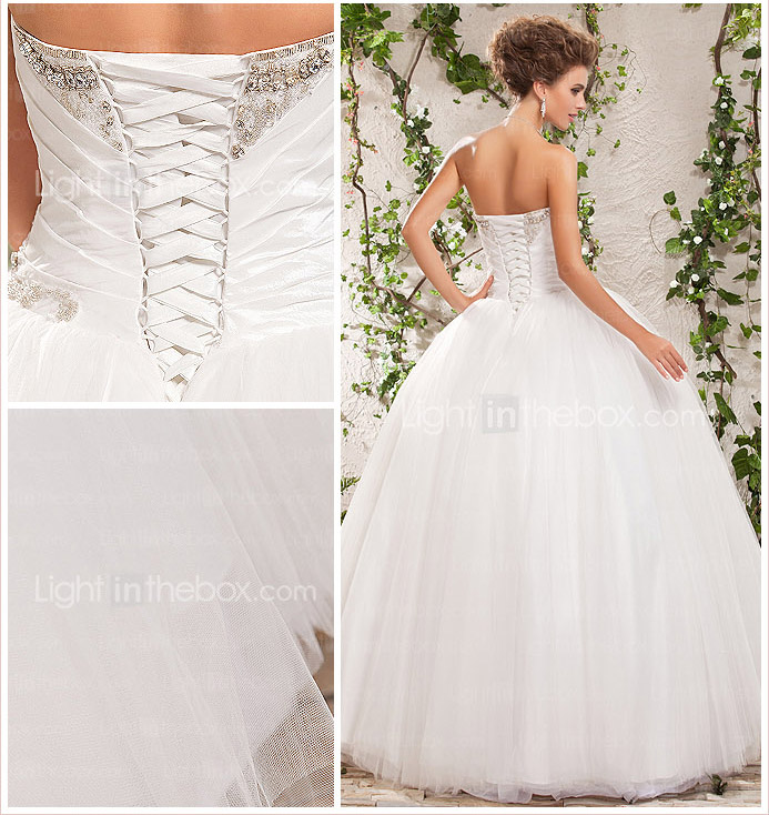 Ball Gown Sweetheart Strapless Floor-length Tulle Wedding Dress