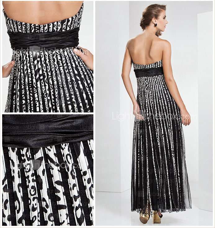 Sheath/Column Sweetheart Floor-length Tulle And Stretch Satin Evening Dress
