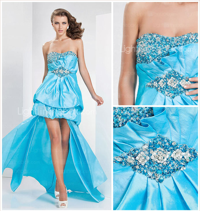 A-line Sweetheart Asymmetrical Taffeta Evening Dress