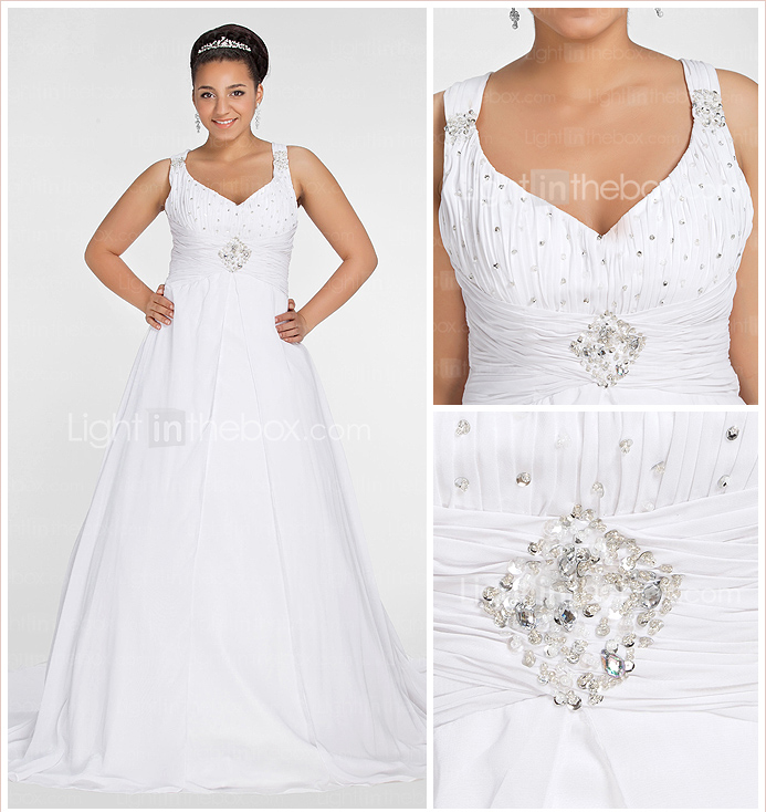 TANIA - Abito da Sposa in Chiffon (Taglia Forte)