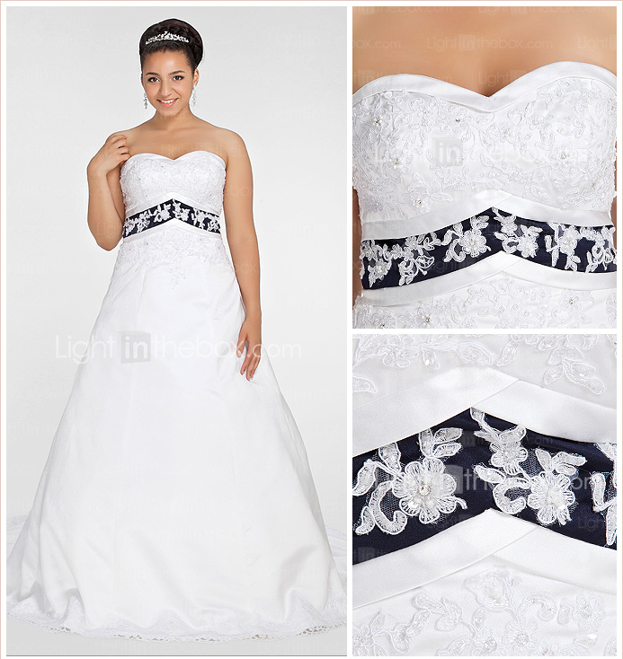 Ball Gown Sweetheart cappella treno Satin plus size abito da sposa