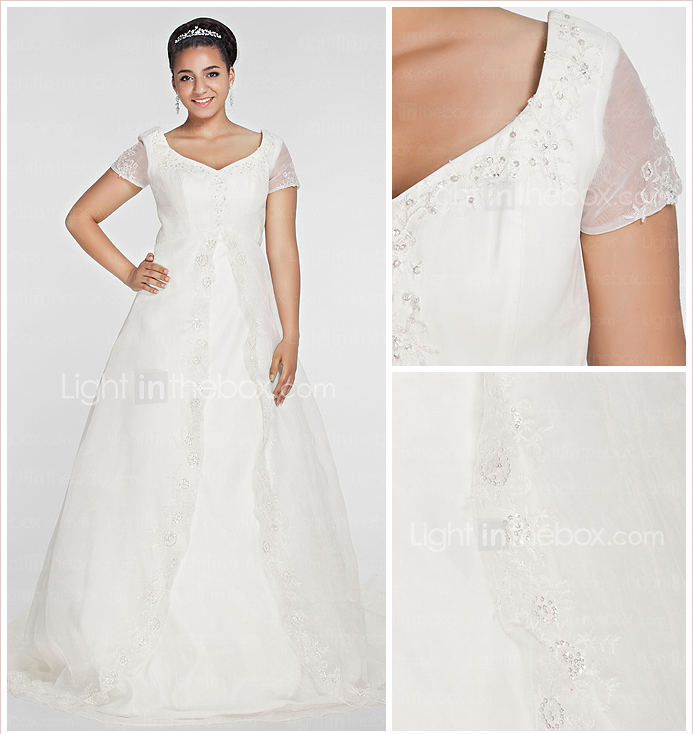 ALEXANDRIA - Vestido de Noiva em Organza (Tamanho Plus)