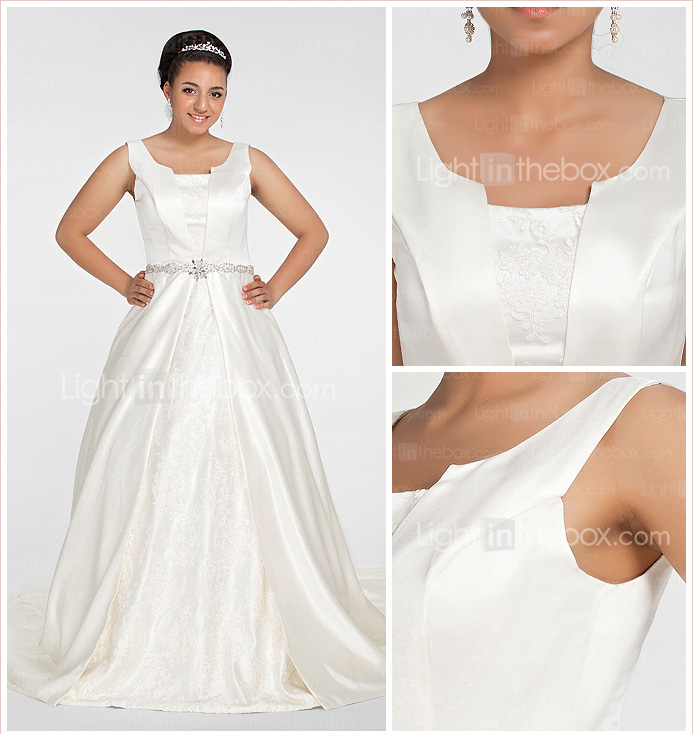 KÄTHE - Abito da Sposa in Raso (Taglia Forte)