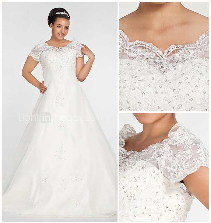 JELLA - Abito da Sposa in Organza (Taglia Forte)