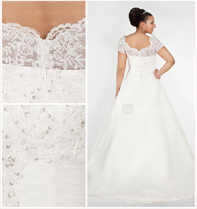 JELLA - Abito da Sposa in Organza (Taglia Forte)