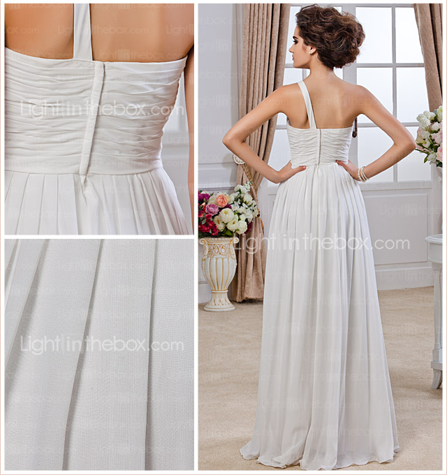Sheath/ Column One Shoulder Floor-length Chiffon Wedding Dress