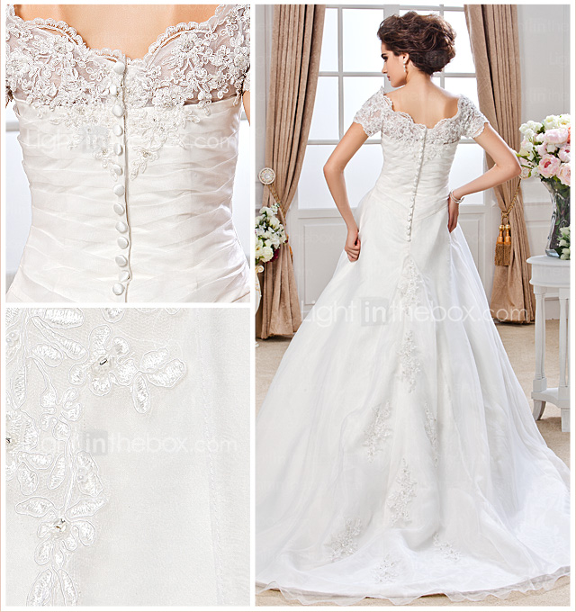 Ball Gown Off-the-shoulder Chapel Train Organza Wedding Dress