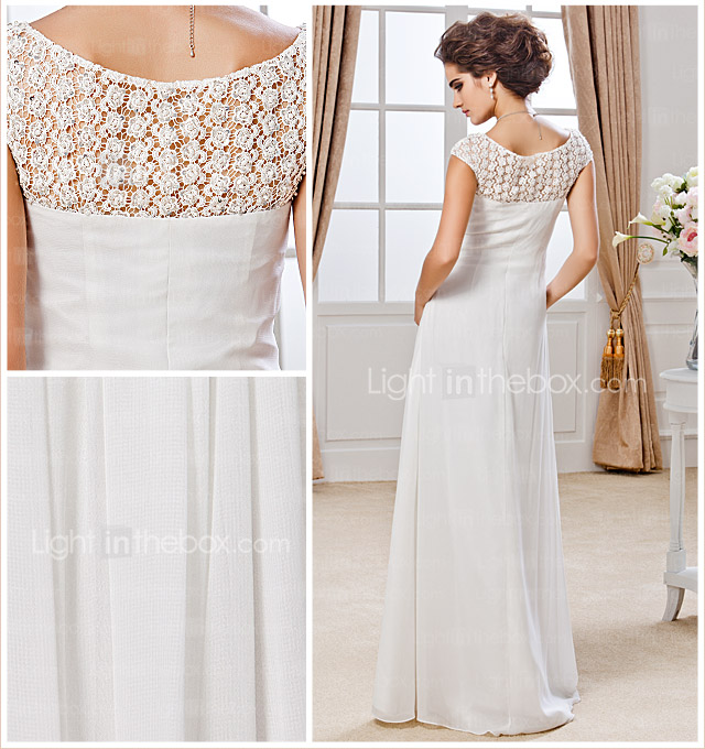 Sheath/ Column Square Floor-length Chiffon Wedding Dress