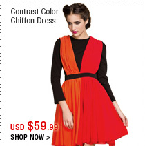 Contrast Color Chiffon Dress