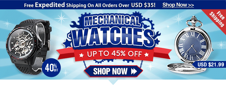 Save Up to 45% OFF Mechanical Watches Plus Free Shipping @MiniInTheBox.com