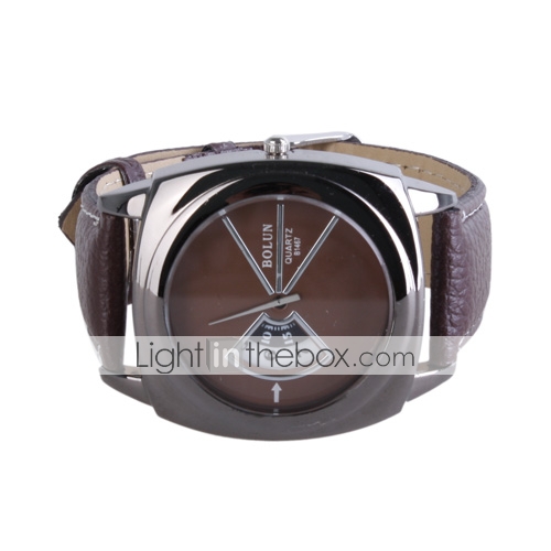 Stylish Black Leather Band Man's Wrist Watch