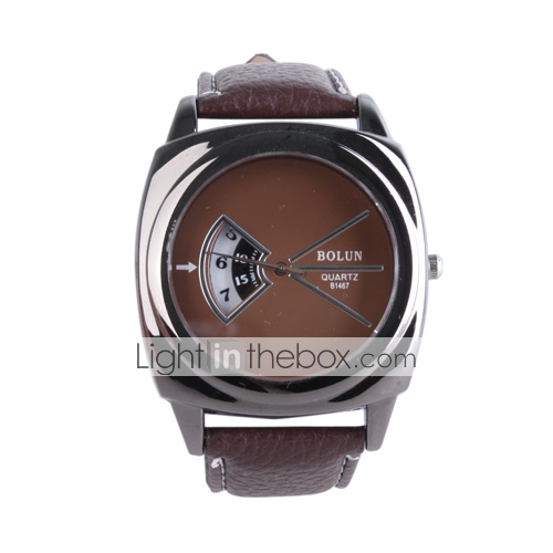 Stylish Black Leather Band Man's Wrist Watch